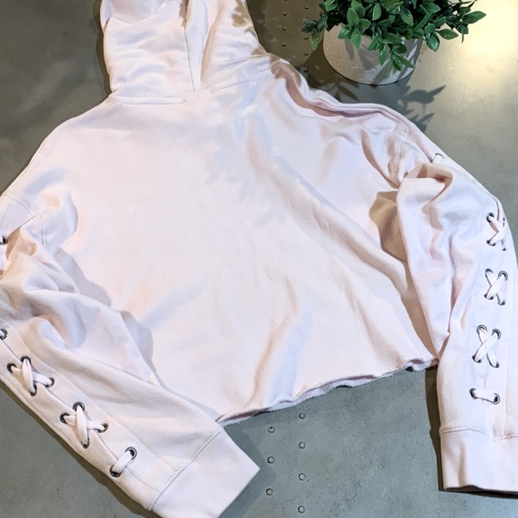 PINK Cropped Sweatshirt Hoodie - Size Small - Picture 4 of 4
